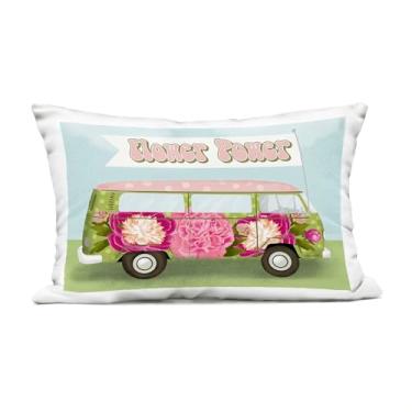 Imagem de Stupell Industries Flower Power Peony Bus Almofada estampada ao ar livre, design por Jilly Jack Designs