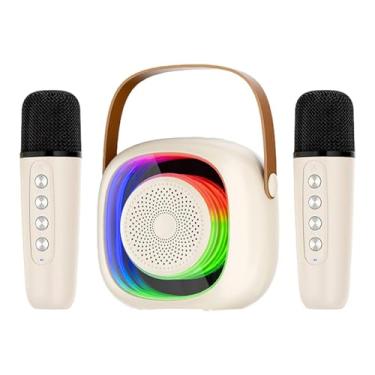 Imagem de Shakven Máquina portátil de karaokê,Máquina de karaokê - Alto-falante de karaokê sem fio com luz colorida RGB | Conjunto de microfone de alto-falante sem fio com iluminação RGB, microfones sem fio