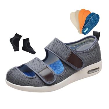 Imagem de Calçado Masculino Ortopédico Ajustável De Malha Oca Respirável Para Edema Diabético, Calçado Confortável E Extra Largo Cirurgia Recuperação De Edemas E Artrite, Para Idosos, Inchados(Gray,44 EU)