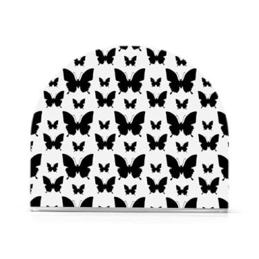 Imagem de CEBUGI Porta-guardanapos para mesas porta-guardanapos acrílico silhuetas de borboleta preta suporte de guardanapos de papel para decoração de festa de jantar de cozinha