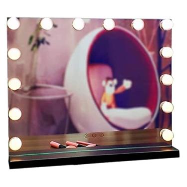 Imagem de Espelho de maquiagem de LED, espelho de maquiagem, espelho montado na parede, moldura de metal, rotação dobrável, espelho de banheiro dupla face