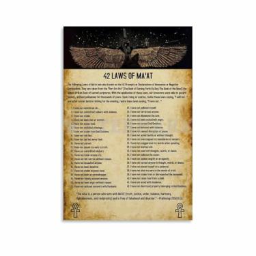 Imagem de Pôster vintage de cultura egípcia antiga, 42 Leis de Maat, pôsteres e impressões de pintura em tela, arte de parede para sala de estar, decoração de quarto, 12 x 18 polegadas (30 x 45 cm) estilo sem