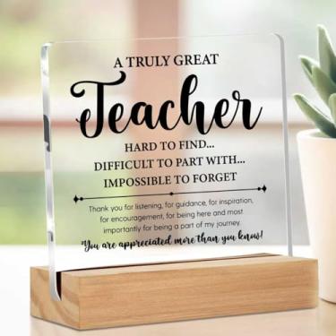 Imagem de Placa de acrílico inspiradora placa decorativa transparente com suporte, decoração de mesa de escritório para professores, presentes de agradecimento para professores, prateleira, mesa, escritório