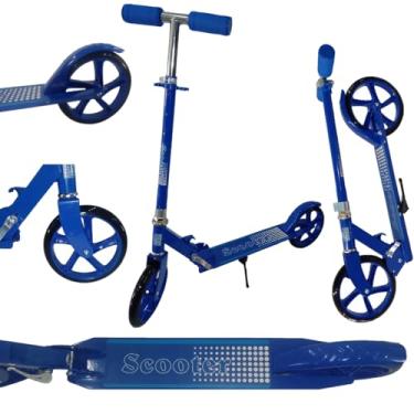 Imagem de Patinete Adulto Juvenil Scooter 2 Rodas Até 100 Kg Criança Adolescente Resistente Portátil Dobravél Azul