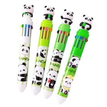 Imagem de YIHUANYIFA 4 canetas esferográficas retráteis 10 em 1 Panda coloridas de 0,7 mm, escrita suave para presentes de trabalho para meninas adolescentes, escritório, escola e material de volta às aulas