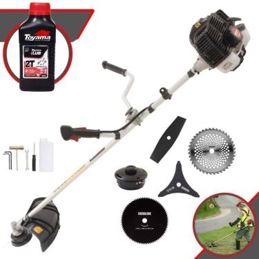 Imagem de Roçadeira Profissional Lateral Kawashima Kw52le À Gasolina 52c 2,5hp 2t + Faca 2 Pontas + Faca 40 Dentes + Faca 80 Dent