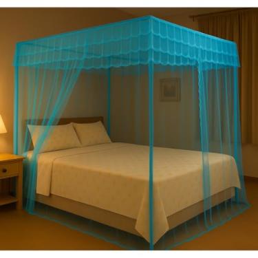 Imagem de Mosquiteiro Palácio Casal sem Armação | Tenda Decorativa para Cama Box(Azul)