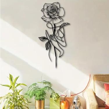 Imagem de Yuhao Metal preto café cozinha sol e lua flor ampulheta figura abstrata decoração de parede, design de silhueta moderna, decoração interna pendurada para sala de estar, banheiro, quarto, sala de