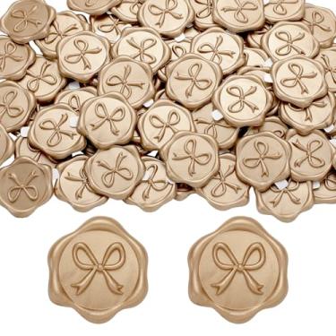 Imagem de MotiMind 100 adesivos de selo de cera de laço, adesivos de selo de envelope de convite de casamento, decalques de carimbo autoadesivos 3D para convite, chá de bebê, cartões de felicitações, embrulho
