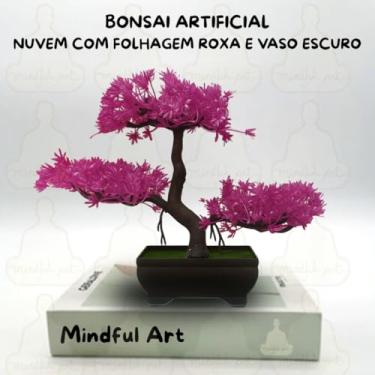 Imagem de Genérico, Bonsai Decorativo Oriental Artificial – Estilo Nuvem com Folhas Roxas Vibrantes beleza sem Cuidados