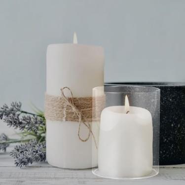 Imagem de JOINPAYA Suporte de vela de vidro transparente Hurricane manga 10 x 10 cm vidro transparente protetor de vela cilindro aberto ambas as extremidades para festa em casa casamento