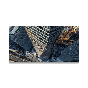 Imagem de LKXGRRSFG Formas distorcidas, foto real, cidade, mar, neve, vale, rio, nascer do sol, impressão em tela para decoração de casa, 20 x 36 cm, sem moldura