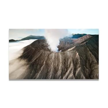 Imagem de LKXGRRSFG Nuvens e fumaça se misturam juntos Foto real cidade mar neve vale pastagem rio pôr do sol nascer do sol impressão em tela decoração de parede 20 x 36 cm sem moldura