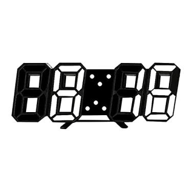 Imagem de Relógio de Parede LED 3D Digital Mesa Multifuncional com Display Temperatura Tela Grande Despertador para Casa Sala Estar Escritório Armazém