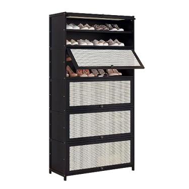 Imagem de Armário de sapatos, organizador de armazenamento de sapatos para entrada, prateleira de sapatos sem bambu, armário de armazenamento portátil para sapato, para corredor, sala de estar, quarto (60 cm