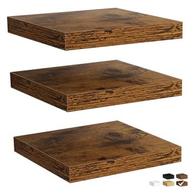 Imagem de Fun Memories Prateleiras flutuantes para parede, de madeira rústica, montadas na parede para banheiro, quarto, sala de estar e cozinha, armazenamento e decoração de casa (conjunto de 3, marrom, 30 cm)
