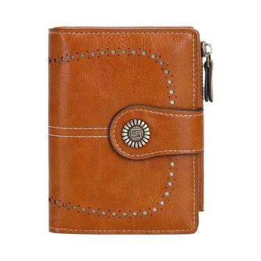 Imagem de Carteira Retro Anti-Furto RFID Para Mulheres Com Zíper, Fecho E Compar