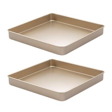 Imagem de Conjunto de 28 assadeiras quadradas de 28 cm, folhas de biscoito de aço carbono antiaderentes comerciais, bandeja de forno de rolo de geleia de 3,5 cm, assadeira não tóxica, resistente e fácil de