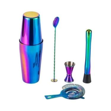Imagem de Conjunto De Coqueteleira Rainbow Em Aço Inoxidável, Kit De Bar Boston 