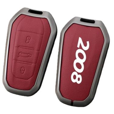 Imagem de Compatível com peugeot 2008 807 508 208 4008 5008 308 306 407 408 3008 carro remoto chave fob caso capa escudo chaveiro acessórios(E-red)