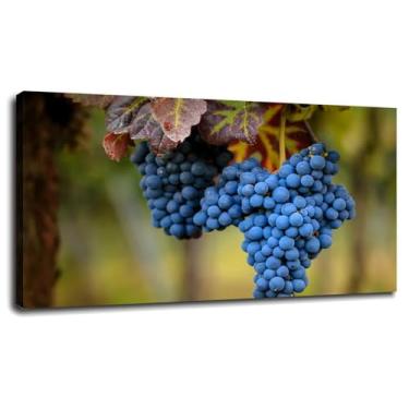 Imagem de Pôster de frutas uvas impressões em tela bagas arte de parede para casa 1 painéis decorações com moldura 33.0 cm x 20.3 cm