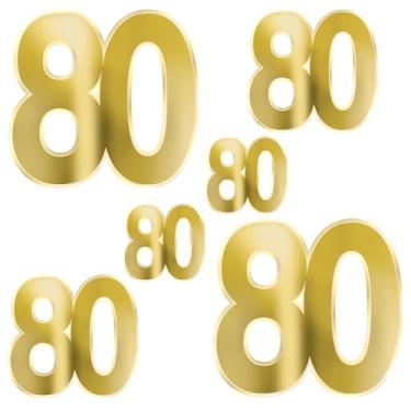 Imagem de Beistle 12 peças de papel cartão dourado feliz aniversário de 80 anos decorações de festa cortes para casa e escritório, 11,44 cm a 29,24 cm