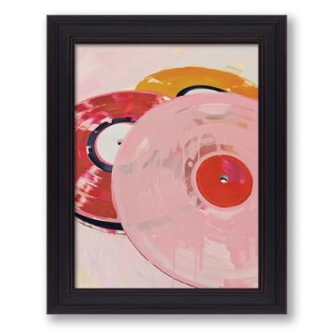 Imagem de OMANI Pôster de música colorida vintage 20 x 25 cm moldura vintage disco de vinil engraçado arte de parede em tela vintage feminino rosa impressão moderna moderna abstrata Y2k pintura para sala de