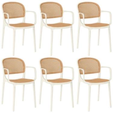 Imagem de Kit 6 Cadeiras de Jantar Roma Prática com Braços para Sala e Cozinha -