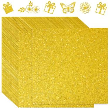 Imagem de Kisston 50 folhas de 30,5 cm x 30,5 cm, papel cartolina com glitter, 300 g/m2 (49,9 kg), papel cartão pesado com glitter para artesanato brilhante para fazer cartões, projetos de arte faça-você-mesmo