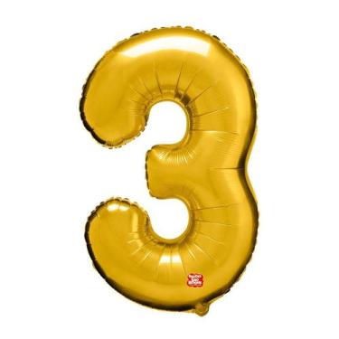 Imagem de Balão Metalizado Números 28" 70cm - Dourado - 01 unidade - Balões São 