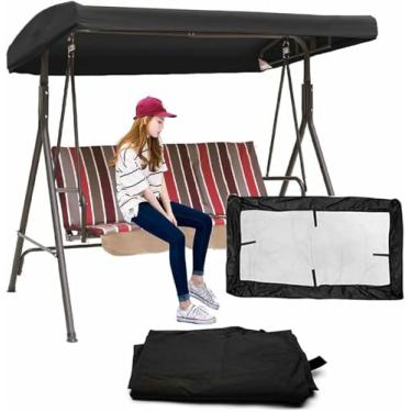 Imagem de Capa De Substituição Para Dossel De Balanço Ao Ar Livre De 2 A 3 Lugares, Capa De Balanço Durável Para Pátio, Capa Superior De Dossel De Reposição À Prova D'água Para Cadeira De Balanço De Jardim E Re