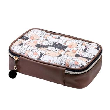 Imagem de Estojo Box Necessaire Pets Dog Marrom Ziper Com Pompom - Brw