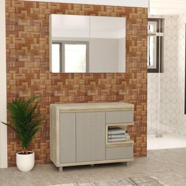 Imagem de Gabinete Para Banheiro 100cm com Espelheira sem Cuba Malba - Móveis Bo