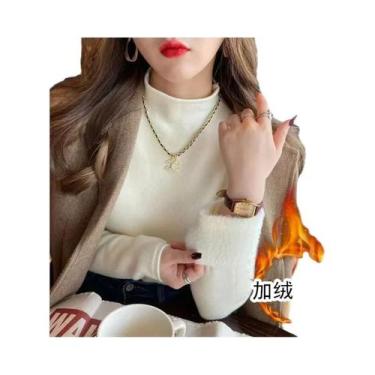 Imagem de Suéter Feminino De Pulôver Grosso E Quente Com Forro De Veludo, Malha 