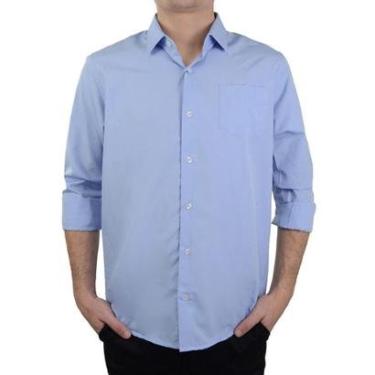 Imagem de Camisa Social Masculina Ogochi ML Essencial Slim Azul - 0015-Masculino