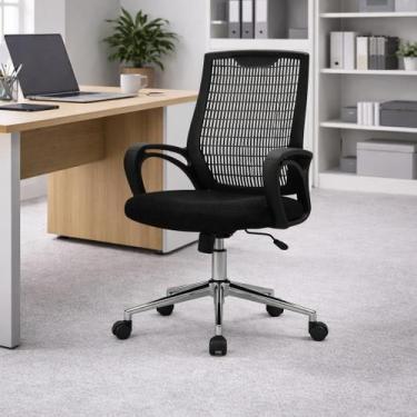 Imagem de Cadeira de Escritório Diretor em Tela Mesh com Relax Burgos - Rivatti