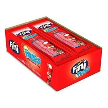 Imagem de Bala Fini Tubes Regaliz Azedinhos Morango15g C/ 12Un - 180g