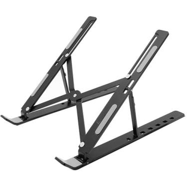 Imagem de Suporte Para Notebook Base Dobrável de Alumínio Ergonômico Ajustável Fino Portátil Com Estojo(1 und Alumínio Preto)