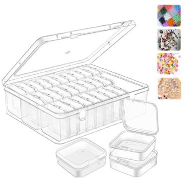 Imagem de Caixa organizadora de contas, 31 organizadores de contas pequenas e caixas de plástico de armazenamento, mini recipientes transparentes de armazenamento de diamantes com tampa articulada e retângulo