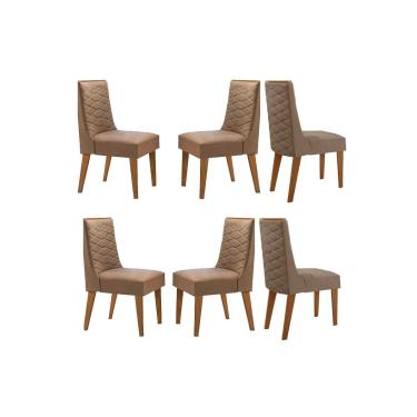Imagem de Kit 6 Cadeiras Sala Jantar Dafne 6 Un Madeira Capuccino/Suede Capuccino - Rufato