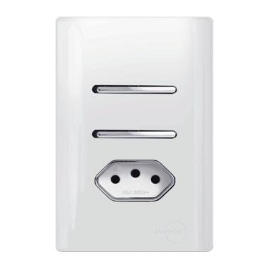 Imagem de 2 Interruptores Simples + Tomada Universal 2p+t 20a Cromado com Placa 4x2 Dc120026 Novara 2 Int