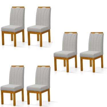 Imagem de Conjunto 6 Cadeiras Blend em Linho com Pés de Madeira Maciça