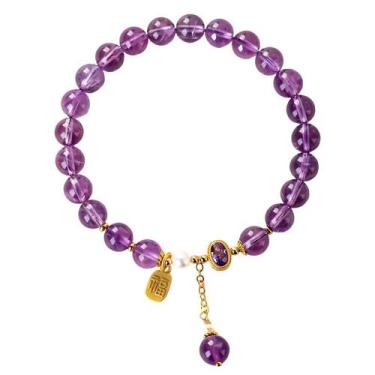 Imagem de Pulseira de ametista para mulheres, nova de 2025, contas roxas de 8 mm