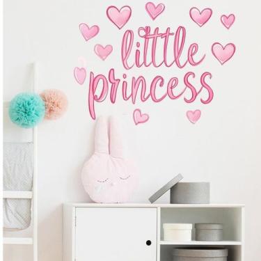Imagem de Adesivos de parede Little Princess Pink Heart Crown PVC 20x40cm - Yiwe