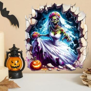 Imagem de Adesivos de parede 3D Halloween Zombie Bride Cree 28x29,5 cm - yiweisa