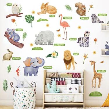 Imagem de Adesivos de parede Cartoon Animal Autoadesivos PVC 30x90cm 2 folhas - 