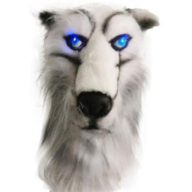 Imagem de Máscara Husky Wolf Head LED Light-Up Eyes Resin, tamanho único - yiwei