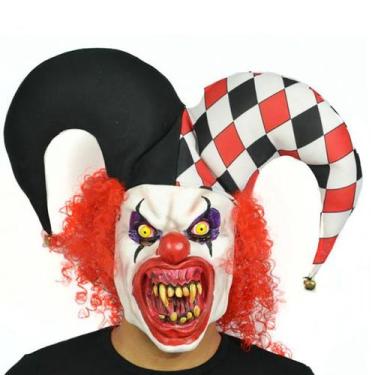 Imagem de Máscara Scary Clown Horrible Joker com resina de cabelo vermelho taman