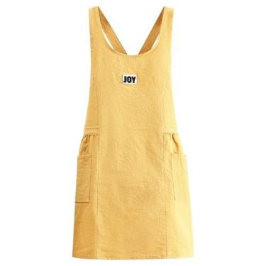 Imagem de Avental de algodão moderno com alças e bolsos cruzados 67x85cm - yiwei