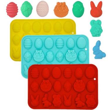 Imagem de Molde de silicone Paufuii Easter Bunny para chocolate, pacote com 3